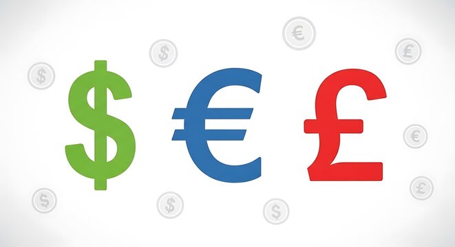 Dollar Euro Pound Currency Symbols Financial Exchange Rates.