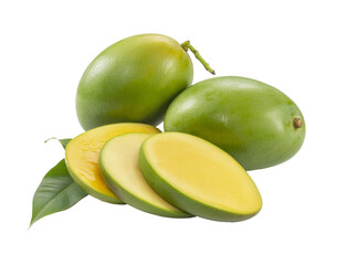 green mango fruit isolated on white background.