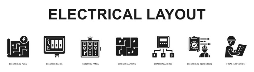 Electrical Layout Modern and clean web banner illustration featuring thematic icons for visual communication