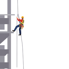Construction worker rappels skyscraper