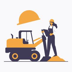Excavator worker and hardhat visual