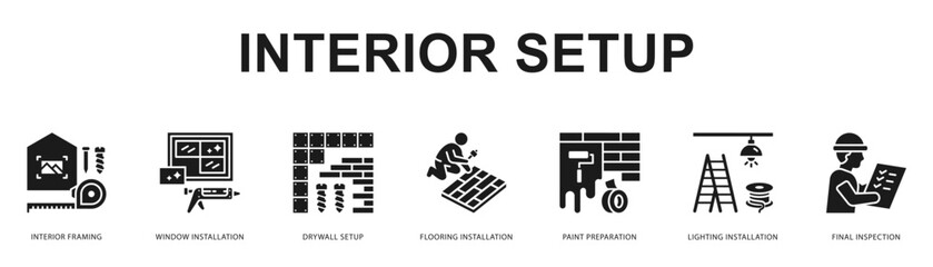 Interior Setup Modern and clean web banner illustration featuring thematic icons for visual communication