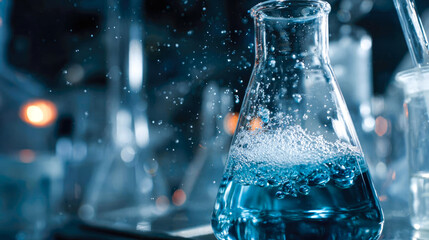 Close-up of toxic chemical spill in lab. Laboratory accident, hazardous materials. Medical and Scientific experiments conducted by scientists and laboratory technicians, illustration with copy space