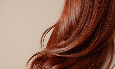 Fototapeta premium shiny red hair. Against a beige background