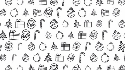 Christmas seamless pattern holiday icons festive background santa claus gift ornament suitable for festive branding, website design, and winter season decorations - Powered by Adobe