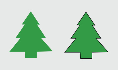Obraz premium Stylized Evergreen Tree Icons in Flat Design
