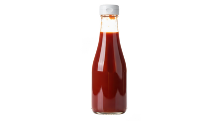 Classic Ketchup Bottle With White Cap Isolated On Black