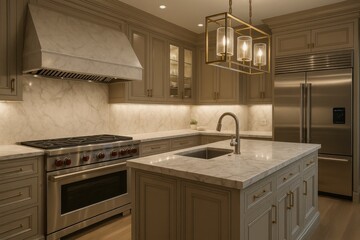 Luxury modern kitchen featuring high-end appliances custom cabinetry and elegant design elements in premium residence
