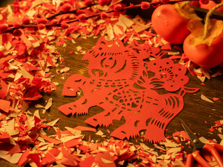 Spring Festival Year of the Horse paper cutting window decorations red paper