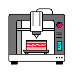 3D Bioprinter Printing Human Tissue – Flat Bold Line Futuristic Medical Icon