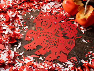 Spring Festival Year of the Horse paper cutting window decorations red paper