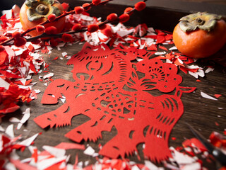 Spring Festival Year of the Horse paper cutting window decorations red paper
