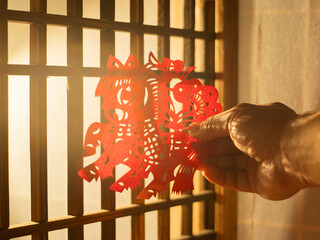 Spring Festival Year of the Horse paper cutting window decorations red paper