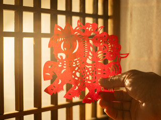 Spring Festival Year of the Horse paper cutting window decorations red paper