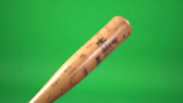 Baseball Bat on Green Screen - Close-Up of Wooden Bat for Sports and Recreation.