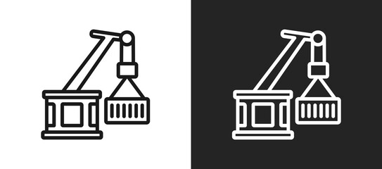 Dock Crane Outline Icon In Black And White Filled Style