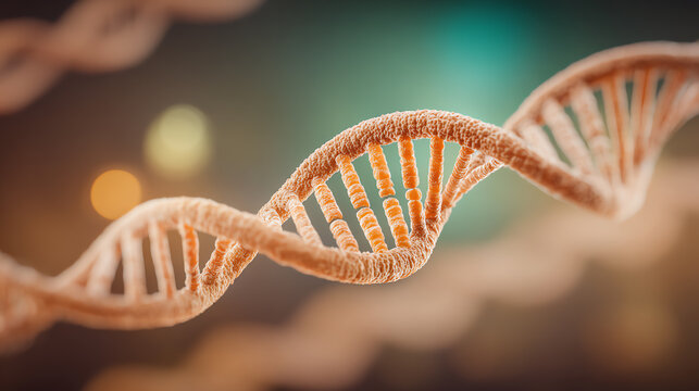Close-up view of a DNA strand showcasing its intricate double helix structure, symbolizing life and genetic information.