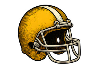 Fototapeta premium Vintage American football helmet, ready for action on the field, capturing the spirit of competition and athletic prowess.