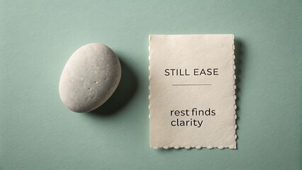 Calm and Serenity: Stone and Note Clearly Portray Stillness, Rest, and Clarity in Minimalist Composition