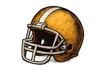 Fototapeta premium Dynamic American football helmet with bold stripe, ready for action and representing team spirit, strength, and athletic competition