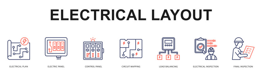 Electrical Layout Modern and clean web banner illustration featuring thematic icons for visual communication