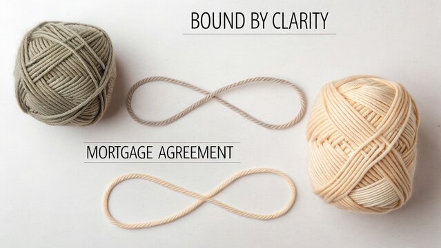 Clarity and Connection Symbolized by Yarn and Mortgage Agreement in Creative Concept for Financial Services