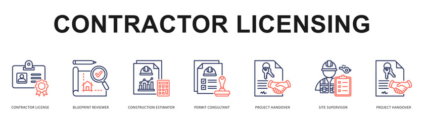 Contractor Licensing Modern and clean web banner illustration featuring thematic icons for visual communication