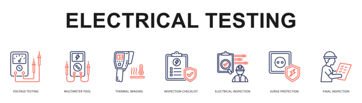Electrical Testing Modern and clean web banner illustration featuring thematic icons for visual communication