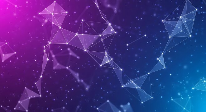 Abstract network of glowing dots and lines, representing data connections and digital communication in a futuristic style
