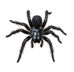 Obraz premium Illustration of a black funnelweb spider isolated on transparent background, showcasing its eight legs, bulbous abdomen, and distinctive spinnerets in detail