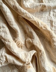 Crumpled, earthy, beige fabric