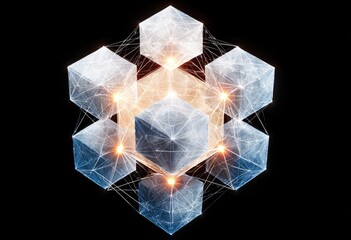 Abstract glowing cube network structure.