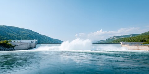 Large body of water with a dam in the background