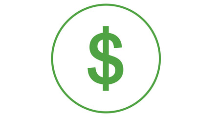 Dollar sign icon in circle with transparent background