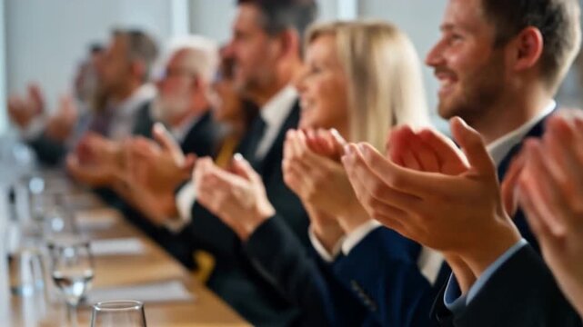 Group of people applauding, showing respect and support Stock Video