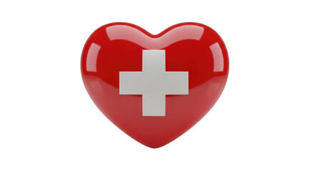 Obraz premium Red heart with swiss flag isolated on transparent background isolated on transparent background indoor, outdoor, no people, keyword 30