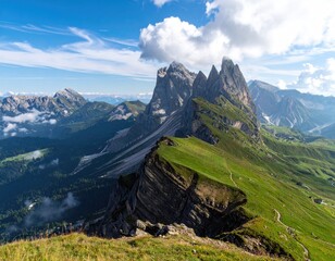 Mountain range under clouds
