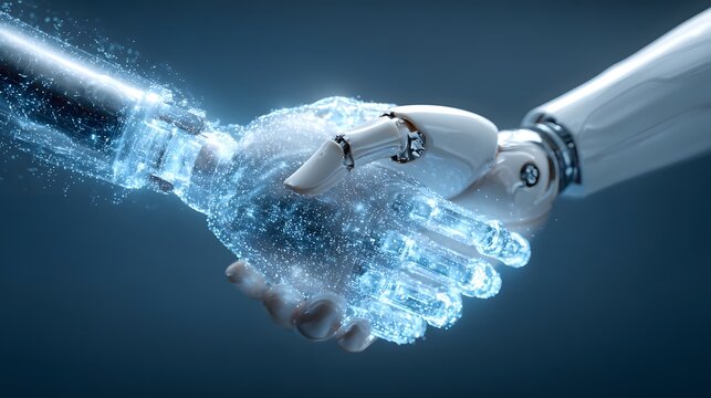 Digital connection materialized through a handshake between a human and artificial intelligence entity