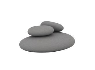 Stacked Smooth Matte Gray Oval Pebbles in a Center Composition on a Transparent Background Representing Balance and Serenity