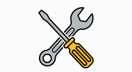 Classic Repair Duo: Crossed Wrench and Screwdriver Icon