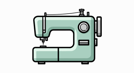 Retro Mint Green Sewing Machine Vector Art for Craft and Hobby Projects