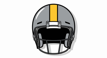 Gridiron Glory: Classic Grey American Football Helmet with Striking Gold Stripe. Front View Sports Gear Vector Illustration for Team Logos & Game Day.