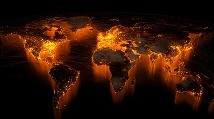 Global connectivity and urban illumination display across the planet at night