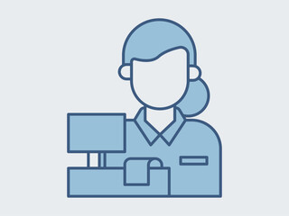 Cashier icon. Supermarket icon vector. Outline vector icons. Flat illustration concept.