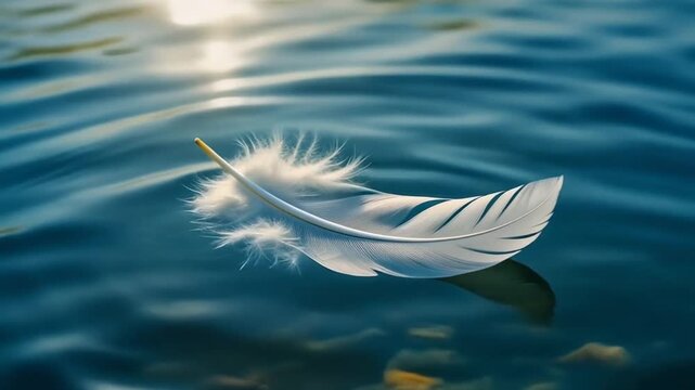 white feathers floating on water