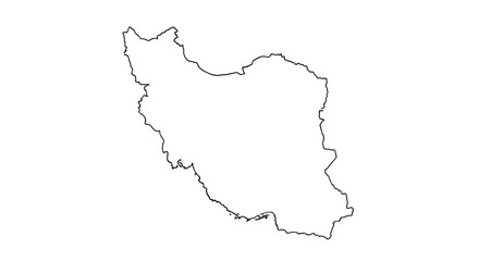 Obraz premium Outline map of Iran on a white background, displaying its national borders.