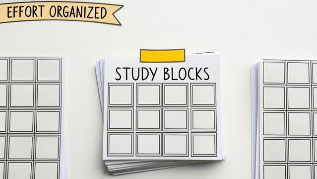 Study Blocks Organizer for Effort Management and Time Planning in Educational Settings with Blank Grids