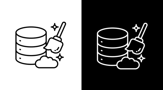 Data Cleansing  White Icon Set Design	