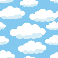 Repeating Pattern Of White Cumulus Clouds On Blue Sky