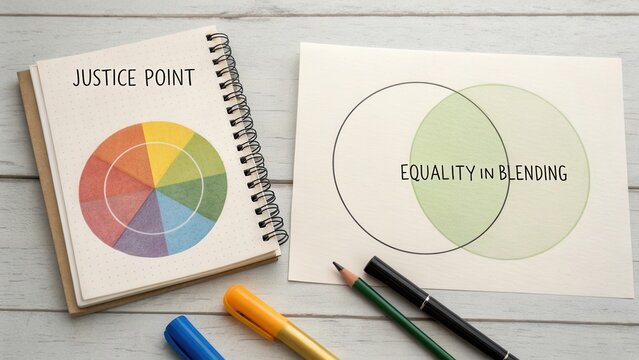 Color Theory Visualization with Circular Diagrams and Notes on Justice Point and Equality in Blending Conceptual Understanding